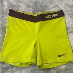 Nike Pro Women's Lime and Deep Purple DriFit Shorts Size M